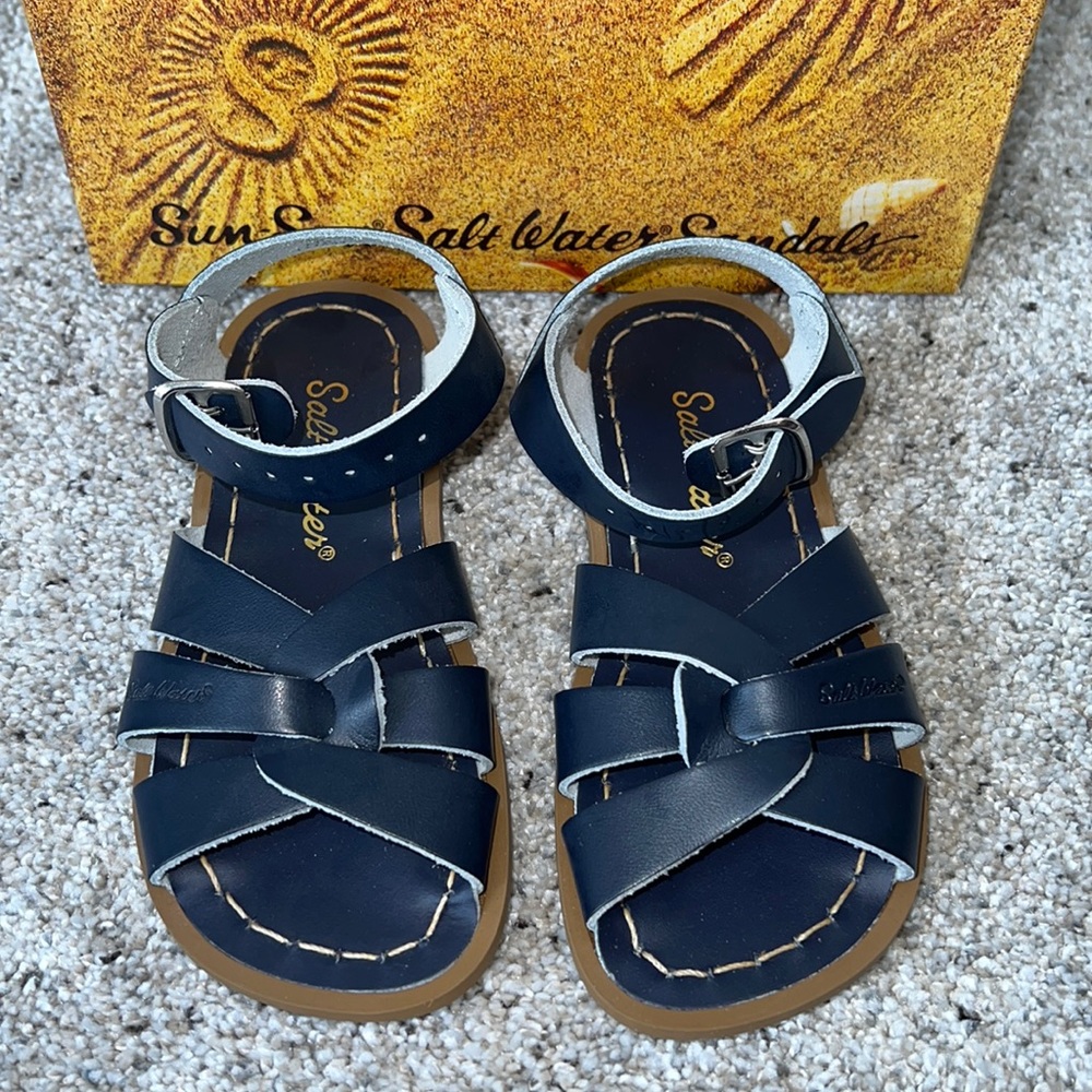 AUTH NIB Salt Water the Original Sandal Toddler Little Kids NAVY